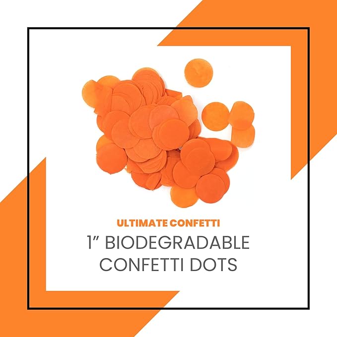 Ultimate Confetti, Orange Biodegradable Confetti Circles - Flame-Resistant and Slow-Falling Round Tissue Paper Confetti for Cannon and Launcher use – Best for Celebrations - 1 lb, 16 oz