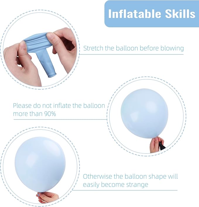 RUBFAC Blue Balloons 129pcs, Pastel Light Blue Balloon Different Sizes 18 12 10 5 Inch for Garland Arch Kit, Gender Reveal Baby Shower Birthday Wedding Easter Party Decoration