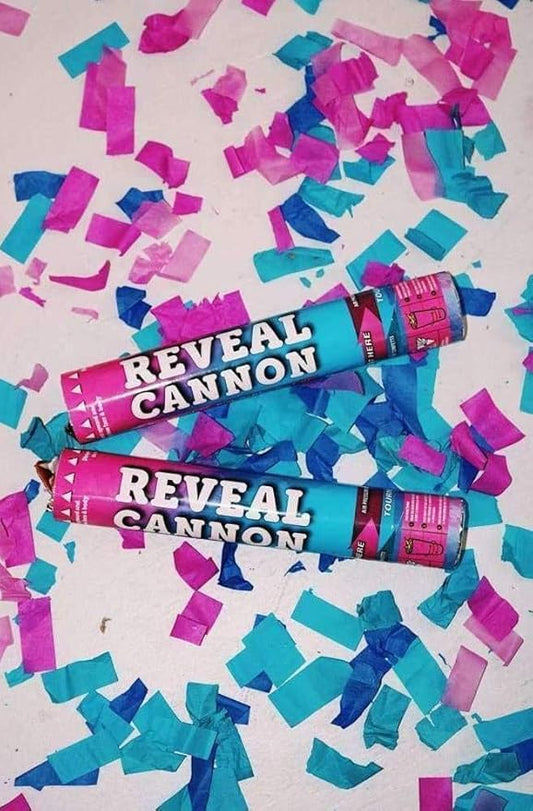 Baby Gender Reveal Confetti Launcher Cannon 4-Pack - Biodegradable Confetti (2 Pink and 2 Blue)