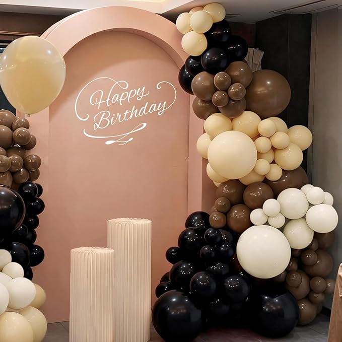 Black Brown Nude White Balloon Garland Arch Kit, 167Pcs Western Cowboy Balloons for Boy First Rodeo Wild West Country Birthday Farm Boho Chic Baby Shower Wedding Party Decorations