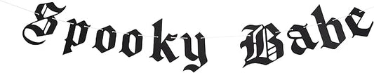 Gothic Spooky Babe Old English Banner - Halloween Decoration,Goth Emo Decor,Old English Baby Banner,Halloween Banner, Spoopy Queen Cute (SPOOKY BABE)