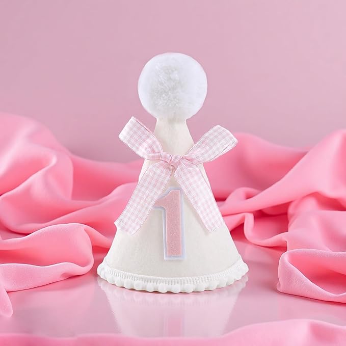 Bow Half Birthday Hat for Her – Pink 1/2 Crown, Half Way to One Bday Baby Girl Party Hat Decor, Cake Smash Outfit