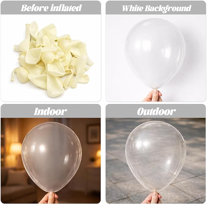 Voircoloria 130pcs Clear Balloons Different Sizes 18" 12" 10" 5" Transparent Latex Balloon Garland Arch Kit for Birthday Baby Shower Graduation Wedding Gender Reveal Anniversary Party Decorations