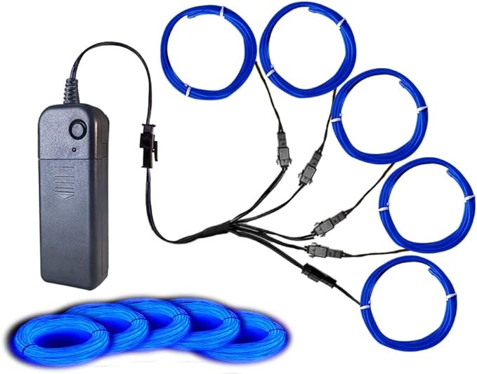 Neon Light 5-in-1 Meter Wire，Portable Battery Pack with Decorative Wire，Suitable for Birthday Parties， Thanksgiving and Other Occasions (Blue)