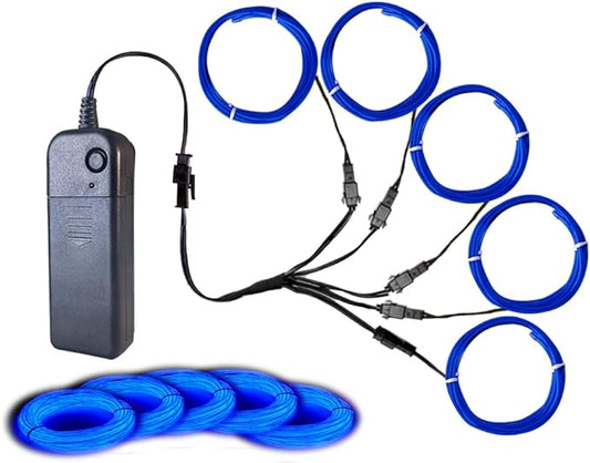 Neon Light 5-in-1 Meter Wire，Portable Battery Pack with Decorative Wire，Suitable for Birthday Parties， Thanksgiving and Other Occasions (Blue)