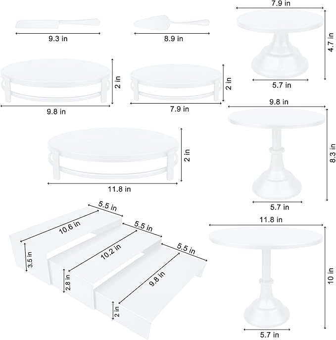 MACIFECI White Cake Stand Set, White Dessert Table Display Set for Wedding, Birthday Party Decor, Baby Shower, Celebration