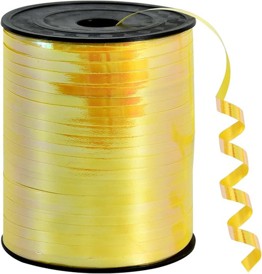 BEISHIDA 500 Yards Gold Ribbons Curling Ribbon 5mm for Gift Wrapping, Thin Gold Yellow Curly Ribbon for Craft Balloon String Birthday Party Decoration Embellish Wedding