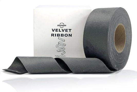Velvet Ribbon Set 1.5" x 10 Yards, 1 Rolls, Dseason Handmade Dark Grey Velvet Ribbon Set for Gift Wrapping & Bow Making, Christmas Tree, Wreath Decoration, DIY Crafts Decoration