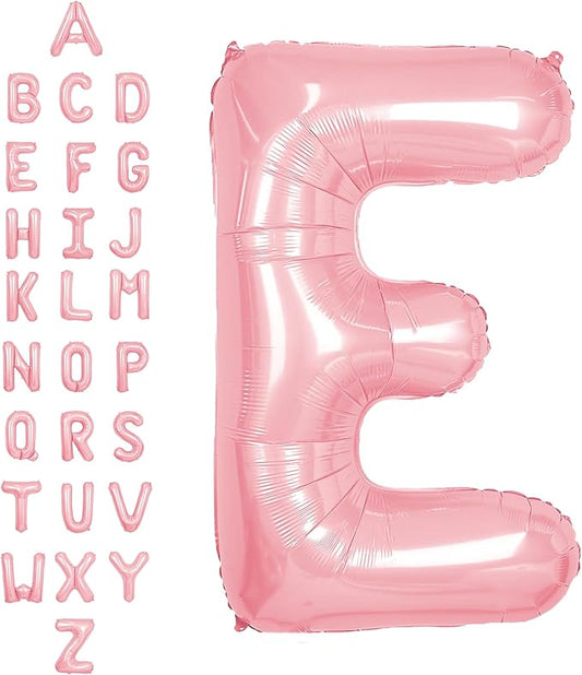 SUWEN 40 Inch Pink Large E Letter Balloons Big Foil Helium Letter Balloons A-Z Jumbo Mylar Happy Birthday Party Decorations for Girl Anniversary Party Supplies