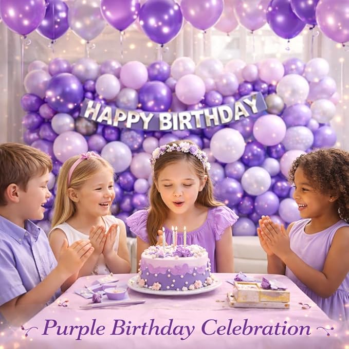 Purple Balloons 100 Pack, 12 Inch Latex Party Balloons, Round Helium Balloons for Graduation Wedding Birthday Halloween Party Decorations