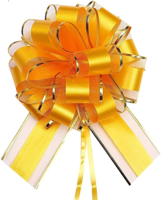 HQJAXJ 6 Pcs Pull Bows - Gift Wrapping Bows for Christmas, Wedding, Valentine's Day - 6 Inch (Yellow)