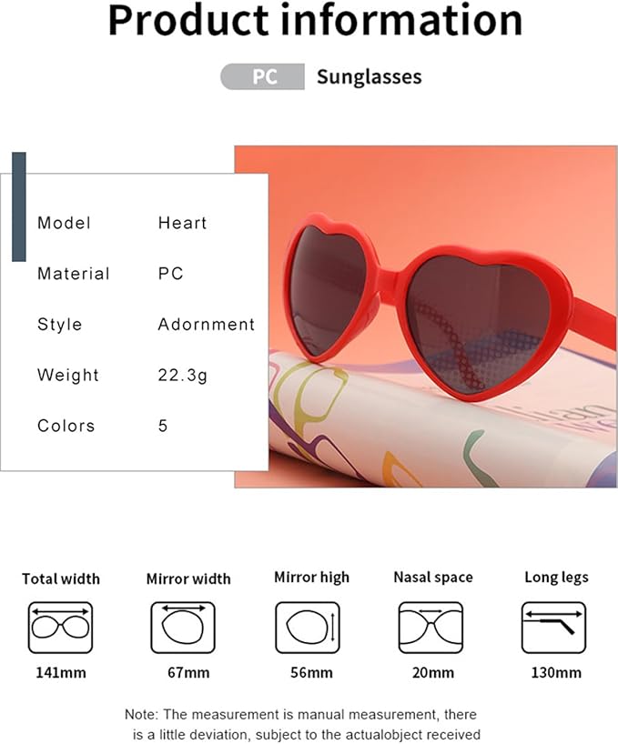 10 Pack Heart Sunglasses for Women Men Heart Effect Diffraction Glasses Oversized Bachelorette Party Sunglasses