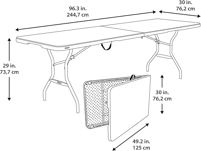 LIFETIME 8-Foot Fold in Half Table, Light Commercial, White Granite