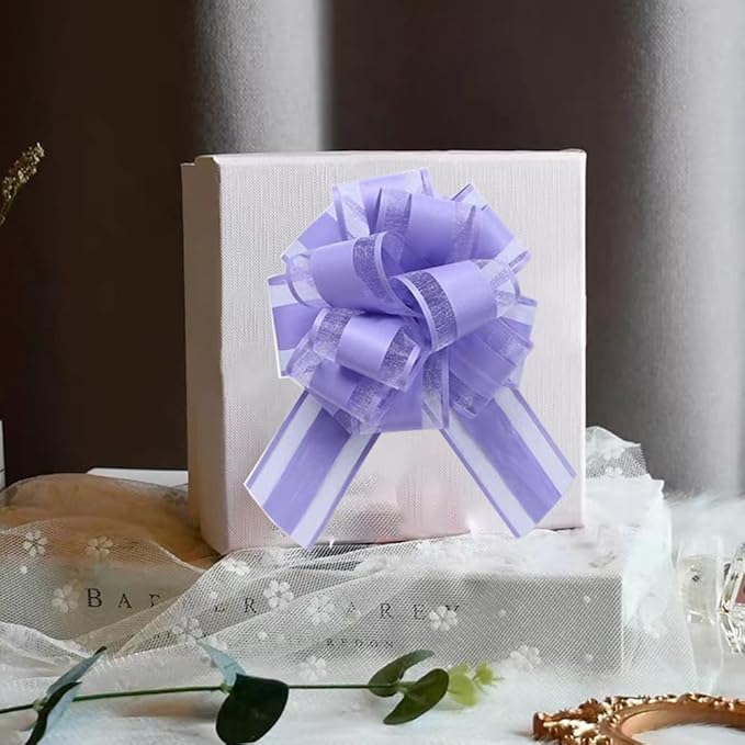 6 PCS Large Pull Bow,Light Purple gift Bow,6 inches,Christmas, party birthday gift wedding ribbon bows for wrapping boxes or flower decorations, Valentine's Day gift decorations(Light Purple)
