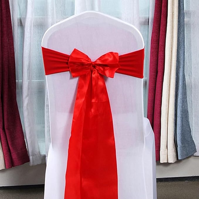TONIFUL 6 inch x 22yd Wide Red Satin Ribbon Solid Fabric Large Ribbon for Grand Opening Cutting Ceremony Wedding Birthday Party Decoration Gift Craft Chair Sash Table Car Bows Indoor or Outdoor
