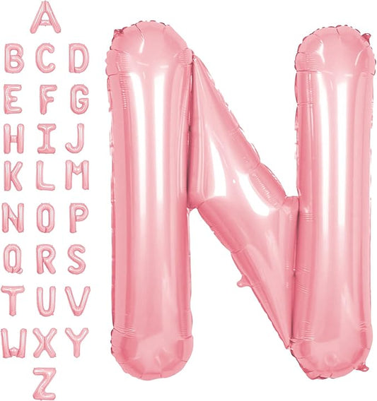 SUWEN 40 Inch Pink Large N Letter Balloons Big Foil Helium Letter Balloons A-Z Jumbo Mylar Happy Birthday Party Decorations for Girl Anniversary Party Supplies