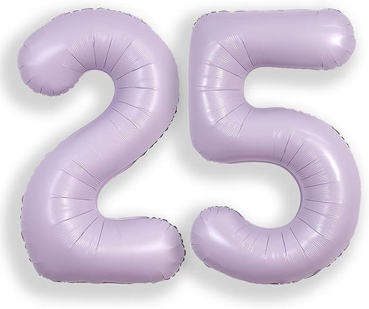 SUWEN 40 Inch Light Purple Large 25 Balloon Number Big Foil Helium Lavender Number Balloons Huge Mylar 0-9 Giant Jumbo Happy 25th Birthday Party Anniversary Decorations