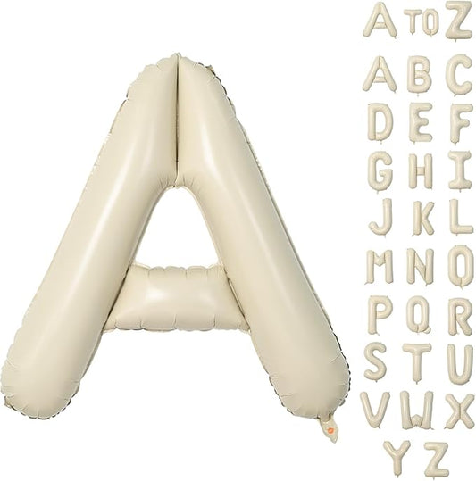 Biapian 40 Inch Giant Cream A Foil Balloon, Large Aluminum A Balloons Helium for Birthday, Baby Shower, Wedding, Anniversary Party Decoration