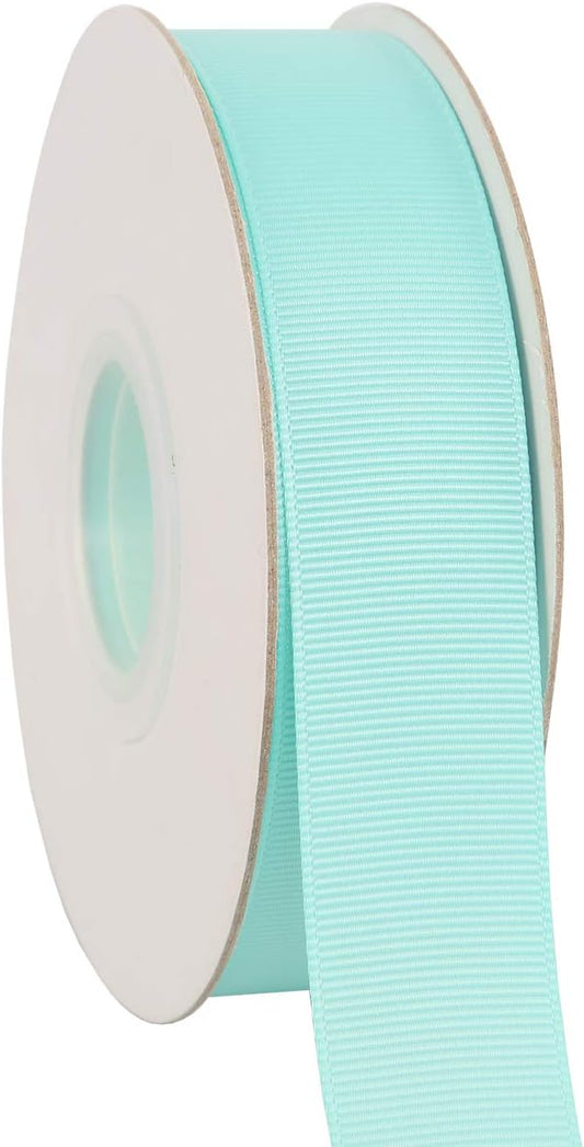 Ribbonitlux 1" Wide Solid Grosgrain Ribbon 25 Yards (314-Aqua）, Set for Gift Wrapping, Party Decor, Sewing Applications, Wedding and Craft