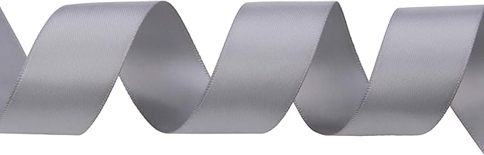 ITIsparkle 1" Inch Double Faced Satin Ribbon 50 Yards-Roll Set for Gift Wrapping Scrap Books Party Favor Hair Braids Baby Shower Decoration Floral Arrangement Craft Supplies, Silver Ribbon