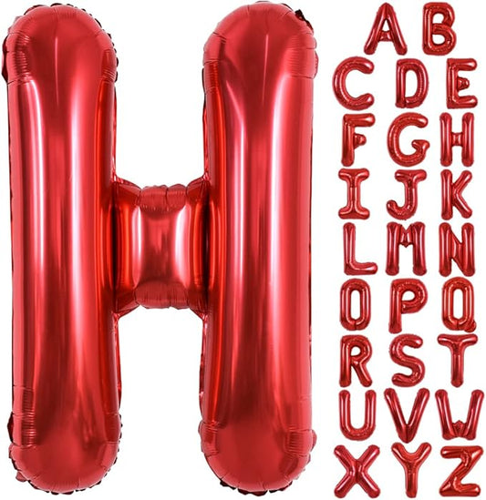 TONIFUL 40 Inch Large Bright Red Letter Balloons A-Z, Giant Jumbo Helium Foil Mylar Big Letter H Balloons for Birthday Party Anniversary Wedding Decorations