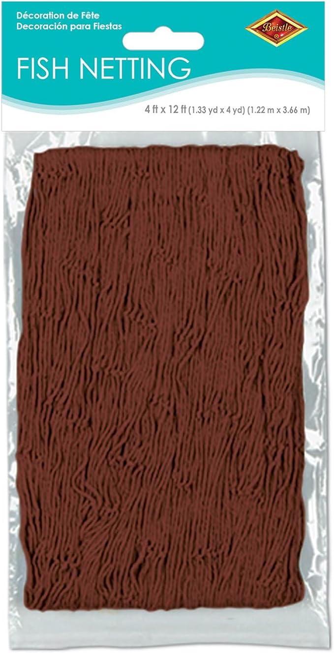 Beistle Decorative Fish Netting, 4 by 12-Feet,Brown (Pack of 5)