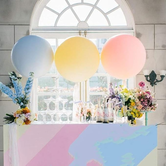 36 Inch Giant Latex Balloons, Neo LOONS Pastel Light Pink Rainbow Balloons Large Macaron Balloons for Birthdays Weddings Receptions Festival Party Decoration, Pack of 5 Pcs