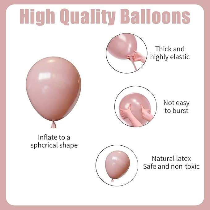 Dusty Pink Balloons Arch Kit,130pcs Blush Pink Balloon Garland,Different Sizes Pink Latex Balloons for Wedding,Birthday Party,Baby Shower,Gender Reveal,Anniversary Decorations