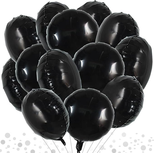 TONIFUL 30Pcs 18 Inch Large Black Round Shape Foil Balloons Big Black Circle Helium Mylar Ballons for New Year Halloween Chrismas Birthday Wedding Baby Shower Anniversary Engagement Party