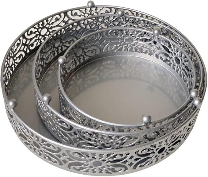 Silver Cake Stand, 3Pcs Round Metal Cake Stand Set, Dessert Cupcake Pastry Candy Display Plate 8" 10" 12" for Wedding, Event, Birthday Party (Silver Cake Stands / 3 Pcs)