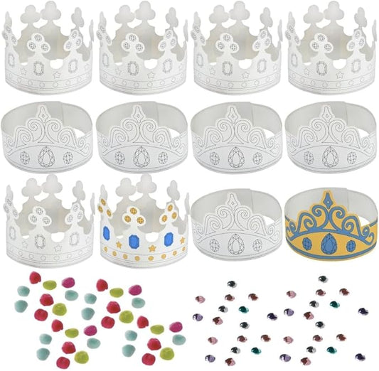 amscan White Color Your Own Crown Kit - 22.5" x 4.9 | Pack of 12