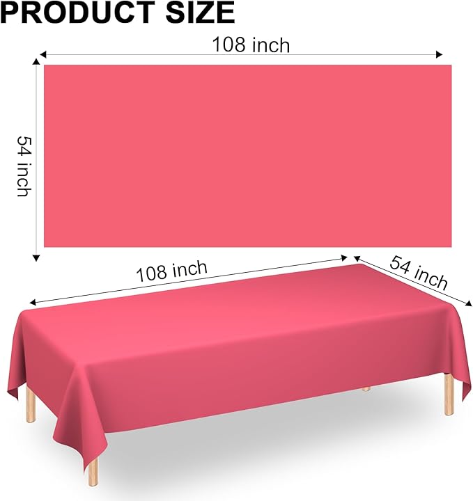 WNINK 6 Pack Red Tablecloths Disposable Table Covers 54" x 108" Red Table Cloths for Bridal Shower Engagement Wedding Birthday Picnic Plastic Table Cloths for Parties