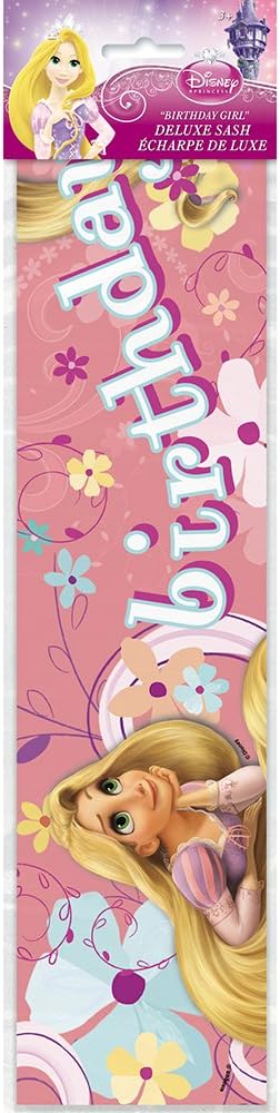 Unique Satin Disney Tangled Birthday Sash | Pink | 1 Pc