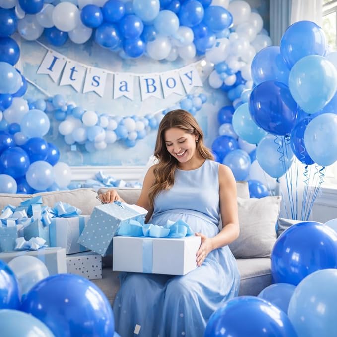 Blue Balloons Latex Balloons 100 Pack, 12 Inch Round Helium Light Blue Party Balloons for Bridal Shower Wedding Birthday Baby Shower Anniversary Party Decorations