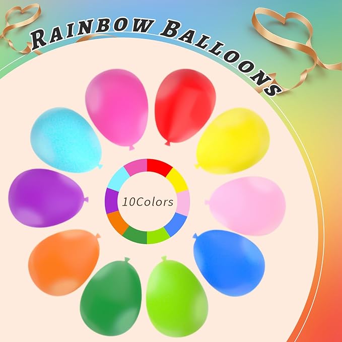 160 Pack Latex Balloons 12 Inch Rainbow Balloons 10 Kinds Colors Multicolor Bulk Balloons for Birthday Baby Shower Wedding Family Party