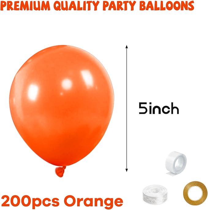 Orange Balloons 110Pcs, 5 Inch Small Latex Party Balloons, Mini Thick Orange Balloons for Birthday Wedding Baby Shower Decorations.