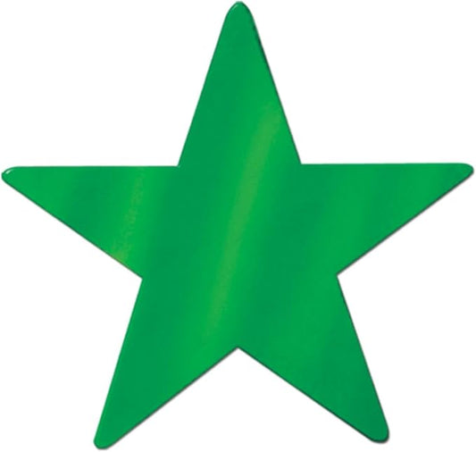 Beistle 24-Pack Foil Green Star Cutouts, Party Decorations for Festive Occasions, Celebrations & Events, Starry Theme Decor for Wall & Table, 12”