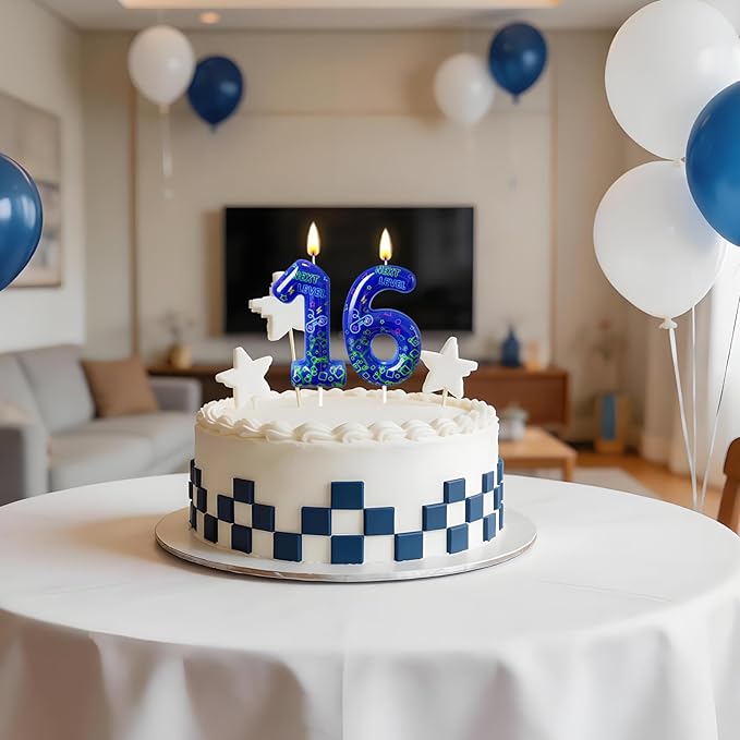 Number 6 Birthday Candle for Cake – Blue Gaming Theme Number Candle with “Next Level” Design, Video Game Style Cake Topper for Anniversary & Celebration