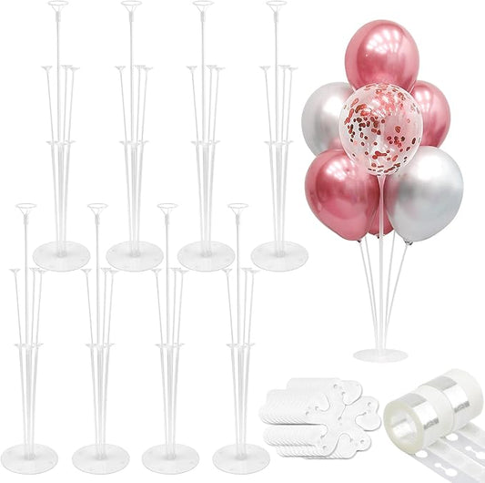 Balloon Stand kit 8 Sets 22 Pcs Balloon Stands for Table Decorations for Party Balloon Centerpieces for Tables Happy Birthday Table Decorations Balloon Holders for Table Tape Strip Glue Point Clips