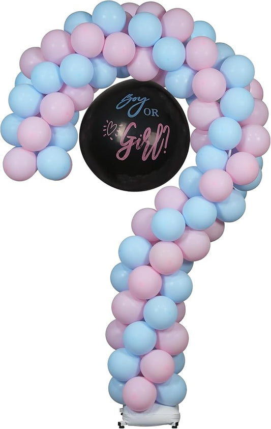 YALLOVE Metal Question Mark Balloon Stand for Baby Gender Reveal, 6.56 Feet Balloon Arch Frame for Boy or Girl Party Decoration