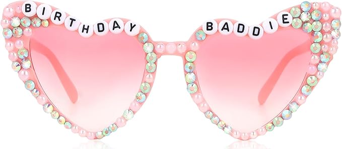 CIEHER Birthday Glasses for Women Girls Rhinestones Birthday Sunglasses Birthday Accessories Party Favors