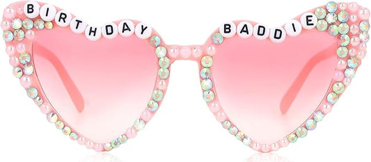 CIEHER Birthday Glasses for Women Girls Rhinestones Birthday Sunglasses Birthday Accessories Party Favors