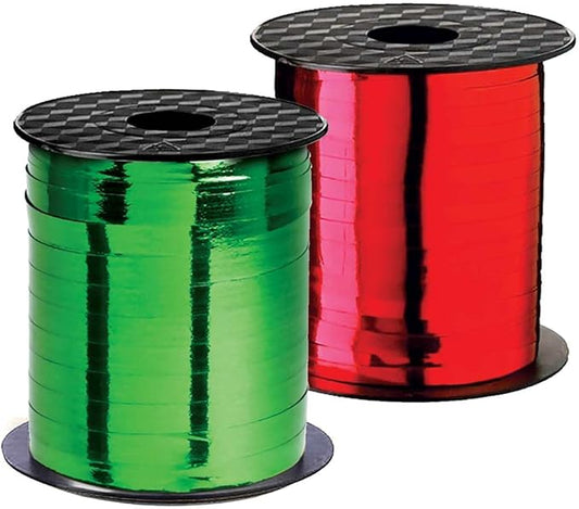Thin Christmas Curling Ribbon Curly Ribbons Holiday Metallic Red & Green Ribbons Set Crimped Iridescent for Gift Wrap, Holiday Party Decoration, Gift Wrapping Presents Holiday