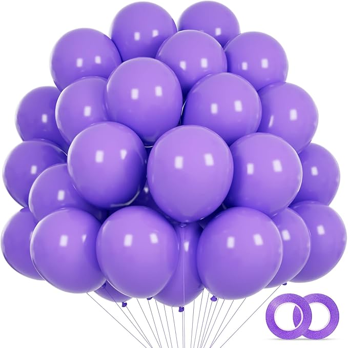 Purple Balloons 110Pcs, 5 Inch Small Purple Latex Party Balloons, Mini Thick Purple Balloons for Birthday Wedding Baby Shower Decorations.