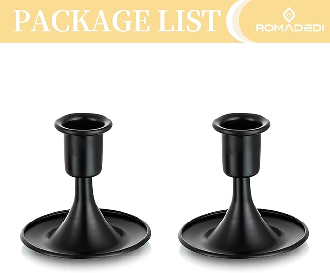 Black Candlestick Candle Holders for Taper : Romadedi Candle Stick Holder Vintage Table Centerpiece Halloween Decoration Wedding Christmas Fireplace Mantel Home Deocr Set of 2