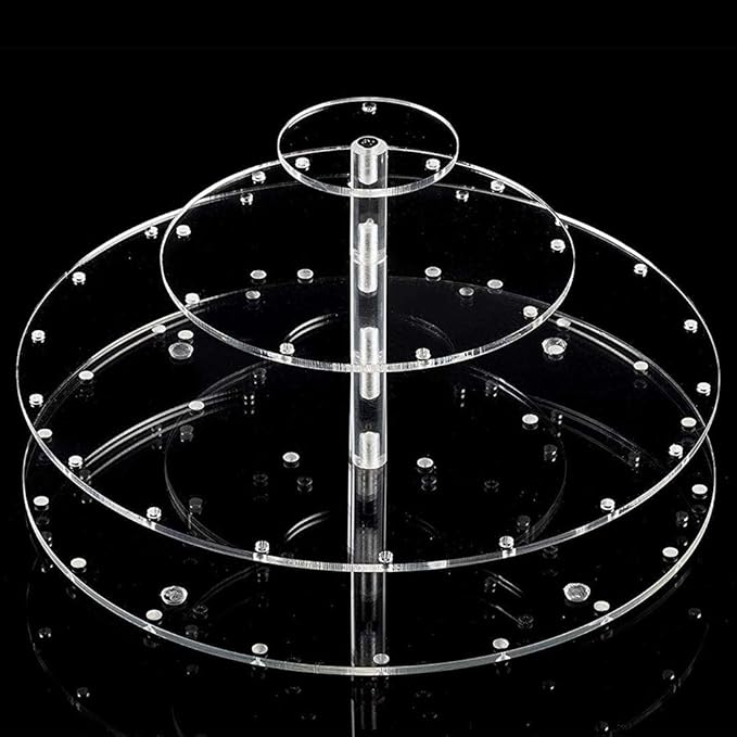 YestBuy Acrylic Cake Pop Display Stand , 30 Hole Clear Acrylic Lollipop Holder, 3 Tiered Round Cake Pop Holder For Weddings, Birthday Parties, Anniversaries Gift, Halloween Candy Decorative (Clear)