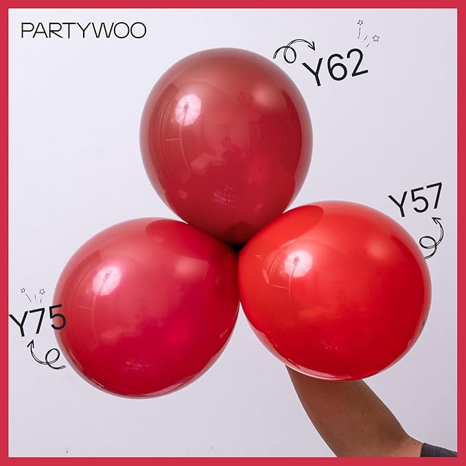 PartyWoo Maroon Balloons 140 pcs Different Sizes of 18 12 10 5 Inch Dark Red Burgundy Ruby Red Balloon Arch Kit Garland for Graduation Valentine's Day Wedding Anniversary Party Decorations Red-Y75