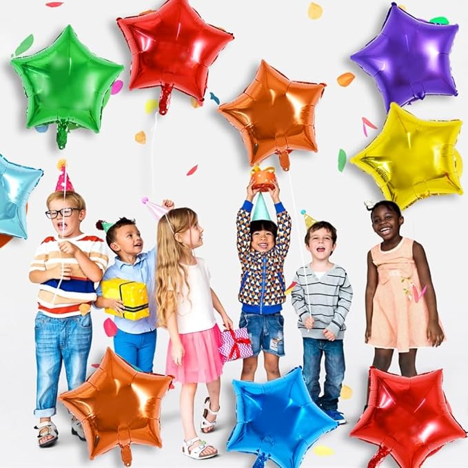 TONIFUL 30Pcs 18 Inch Large Rainbow Star Shape Foil Balloons Big Rainbow Stars Helium Mylar Ballons for Birthday Wedding Baby Shower Anniversary Engagement Party Decorations Supplies