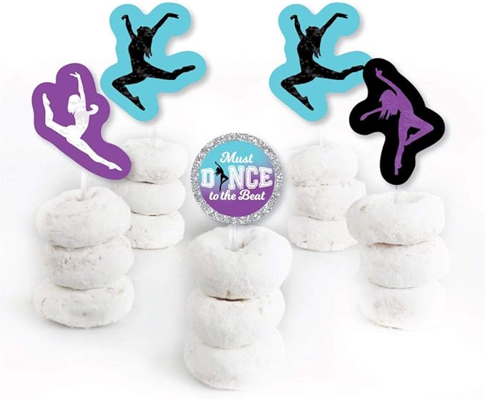 Big Dot of Happiness Must Dance to the Beat - Dance - Dessert Cupcake Toppers - Birthday Party or Dance Party Clear Treat Picks - Set of 24