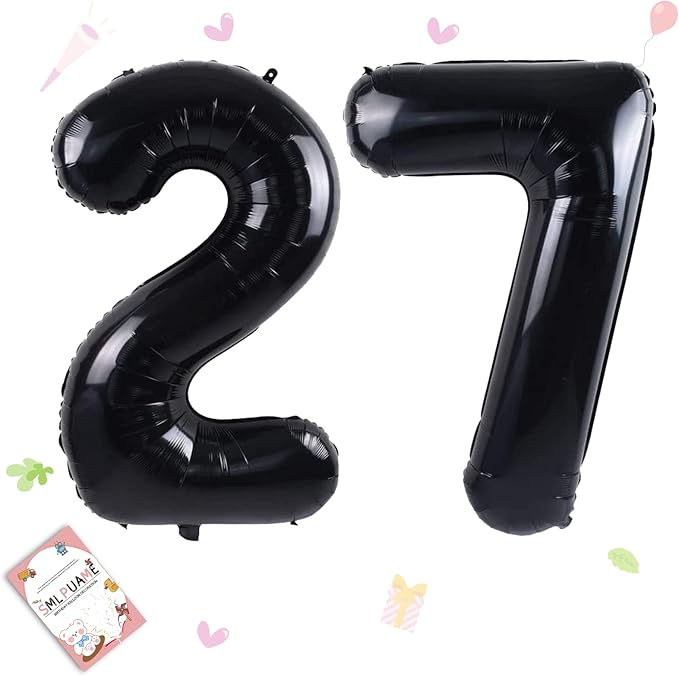 40 inch Number Balloon 0-9 Black Large Number 27 Balloons,Digital Balloons for Birthday Party Celebration Decorations Supplies, Helium Foil Number Balloons for Wedding Anniversary
